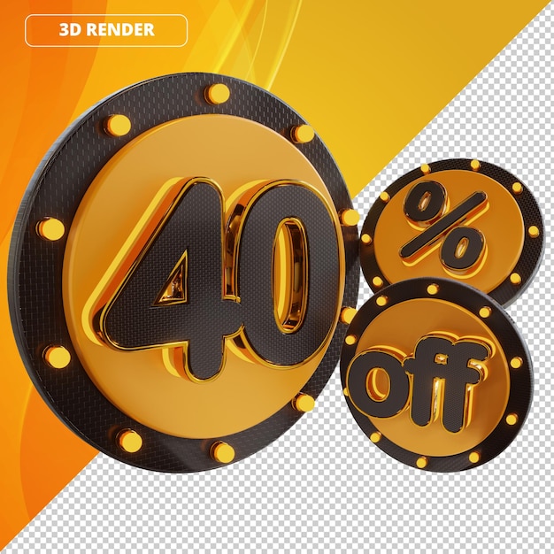 PSD logo 3d grandi offerte percentuale sconto supermercato oro nero 40