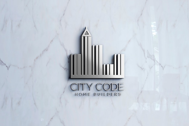 3d Logo makieta na marmurowej ścianie