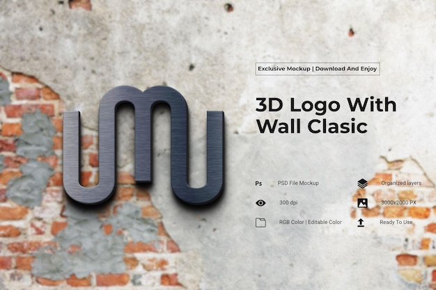 3d logo met klassieke muur