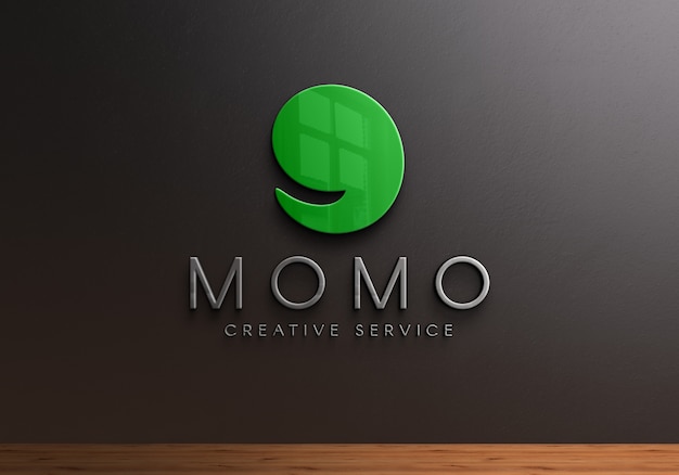 Logo 3d mockup sulla parete nera