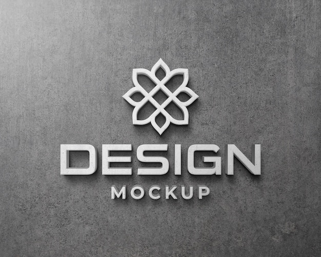 Logo 3d mockup sul muro di cemento