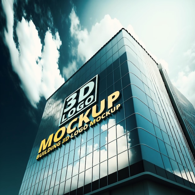 3d-logo mockup gebouw