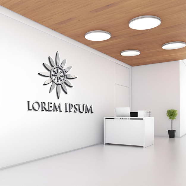 3D-logo mockup kantoor muur branding display achtergrond