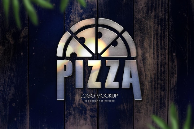 PSD mockup logo 3d su parete in legno dipinto