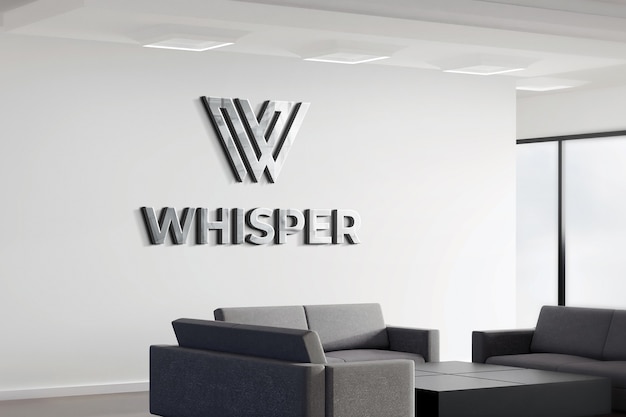 3d Logo Mockup Realistic Sign Office White Wall