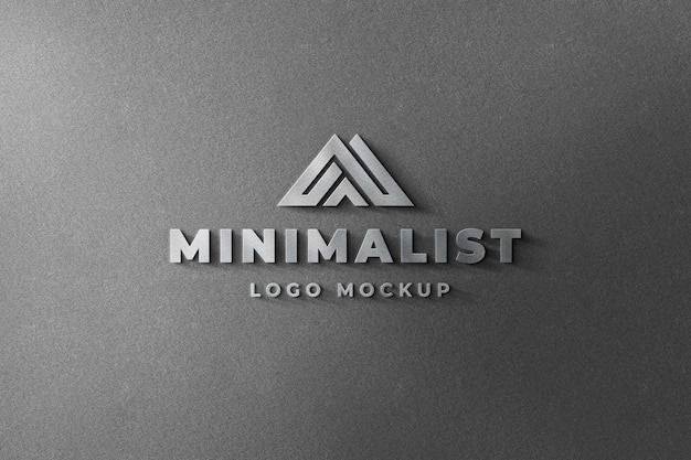 3d logo mockup realistic steel sign muro grigio scuro