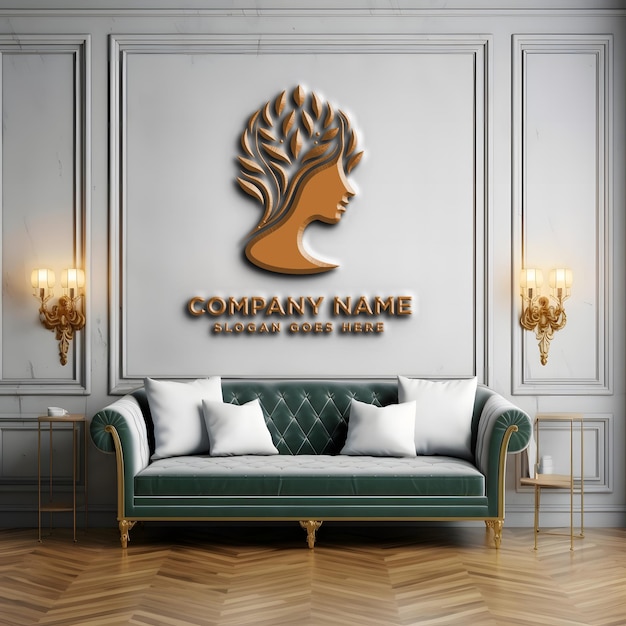 3d Logo Mockup ściana Biuro Firma Branding Wyświetlacz Tło