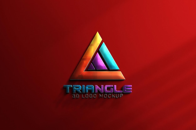 3d logo mockup template on red wall