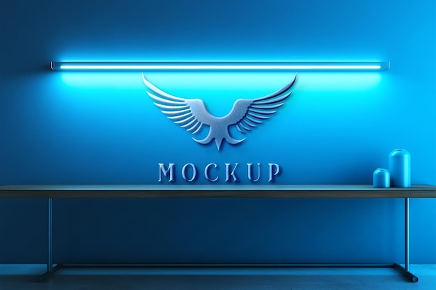 PSD modello di mockup logo 3d