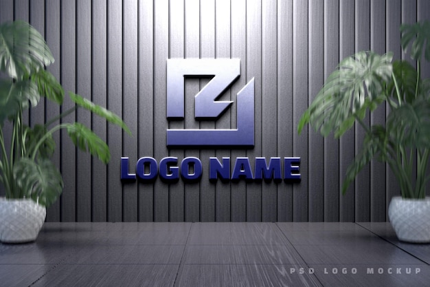 3d logo mockup on wall or 3d realistic gradient logo mockup