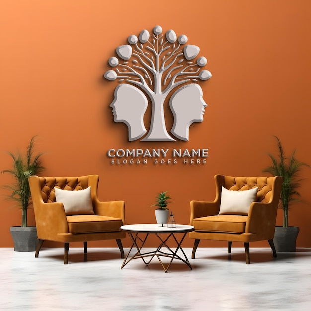 3d logo mockup wall office company branding display background