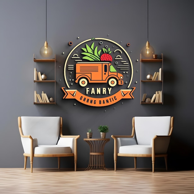 Logo 3d mockup parete ufficio azienda branding display sfondo