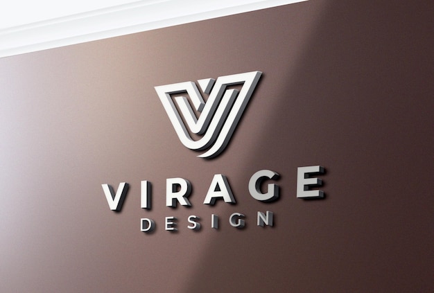 3d logo mockup white logo on office wall