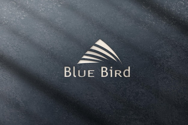 3d logo mockup with cement texture blue 