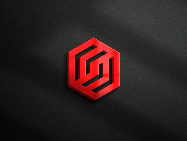 3D Logo mockup with dark wall background