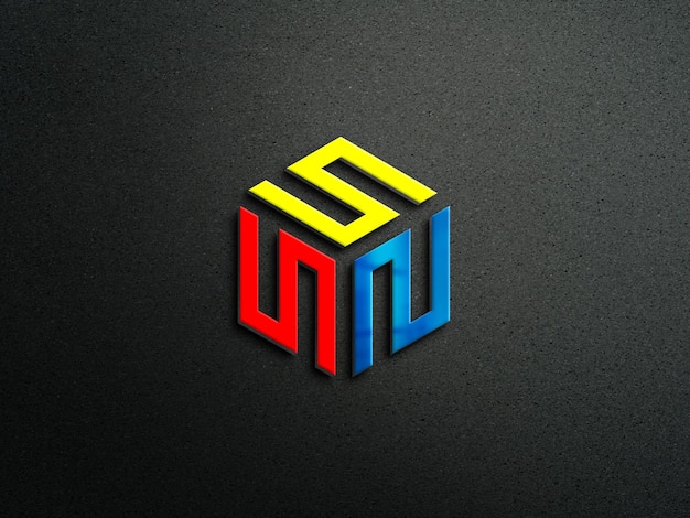 Logo 3d mockup con sfondo muro scuro