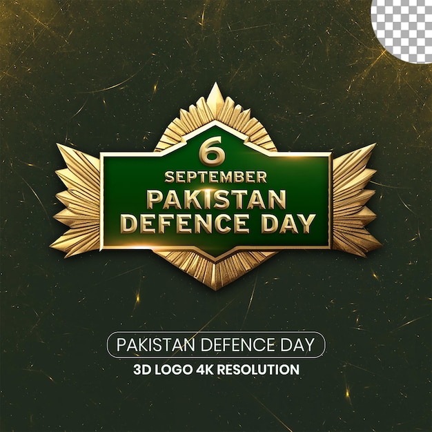 Logo 3d della giornata della difesa del pakistan 6 settembre modello di post sui social media