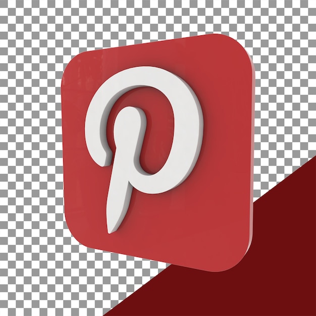 PSD 3d logo pinteresta w kształcie kwadratu do mediów społecznościowych. wysokiej jakości przycisk pinterest ilustracja.