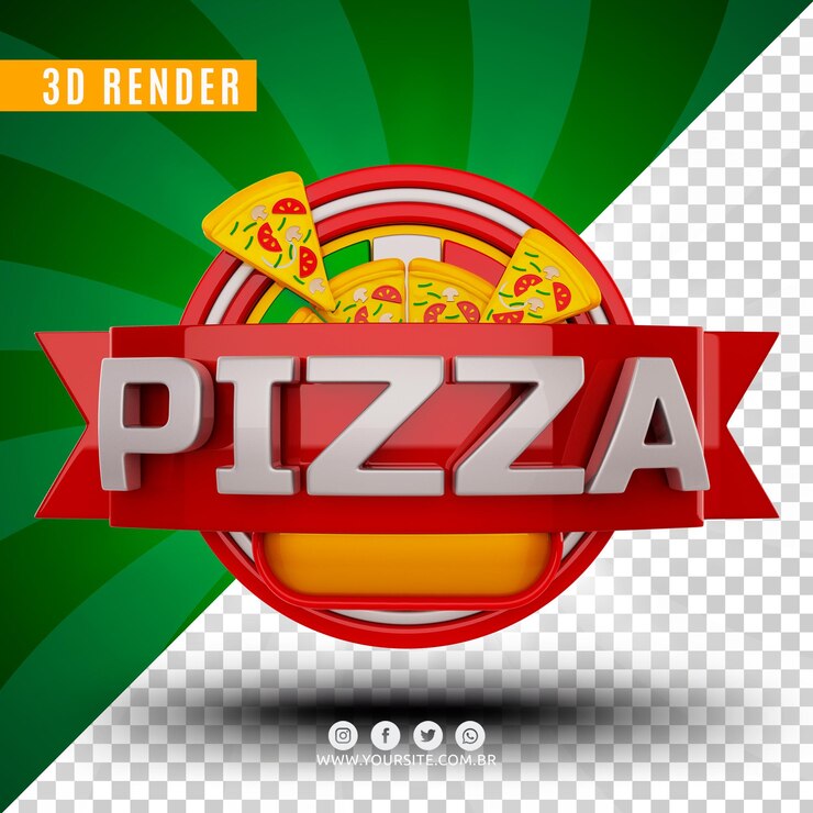 PSD 3d logo for pizzeria premium psd