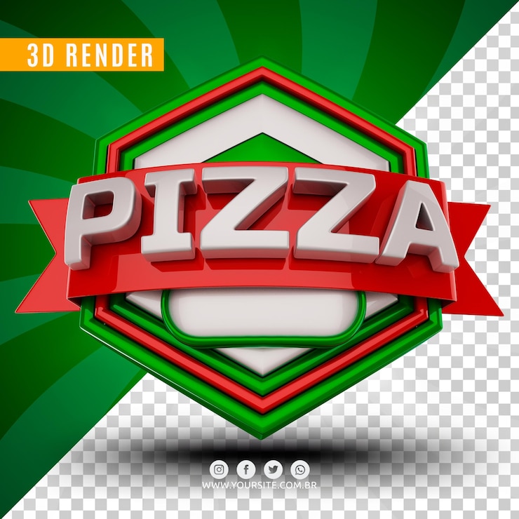 PSD 3d logo for pizzeria premium psd