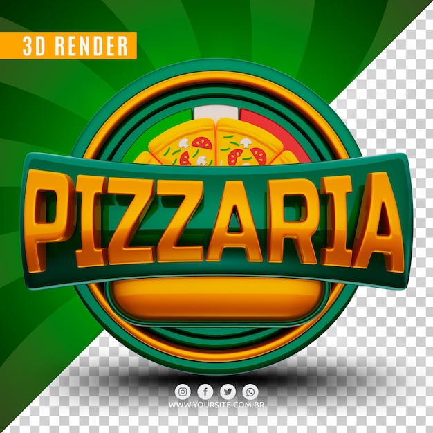 3d logo for pizzeria premium psd