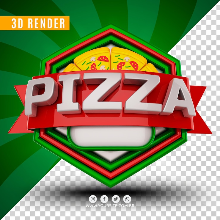 PSD 3d logo for pizzeria premium psd