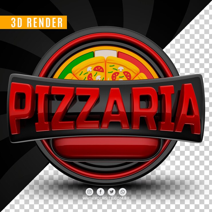 PSD 3d logo for pizzeria premium psd