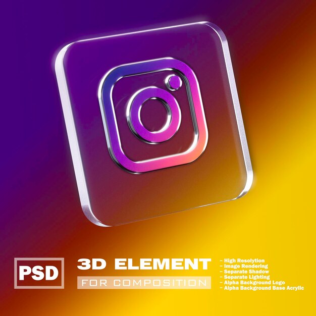 PSD 3d-рендер логотипа элемент psd instagram