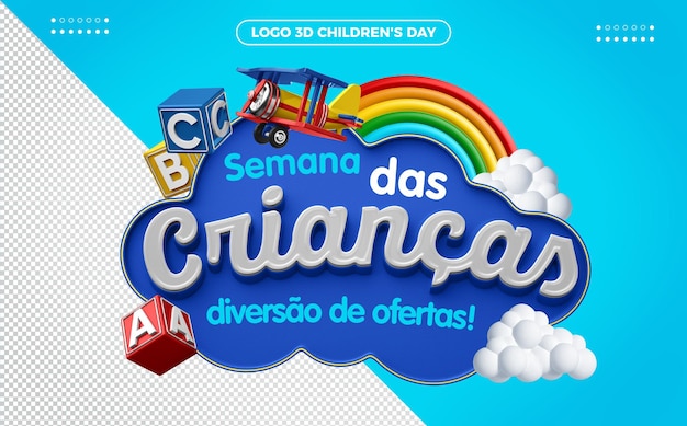3D-logo render kinderweek biedt plezier