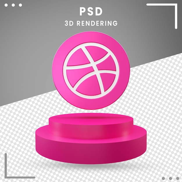 Icona 3d logo ruotato dribbble isolato