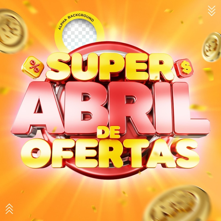 PSD 3d logo super april discounts april supermarket promotion