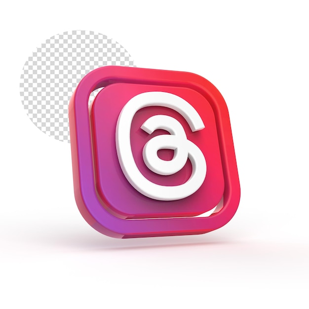 3D logo of Threads an Instagram app new transparent background