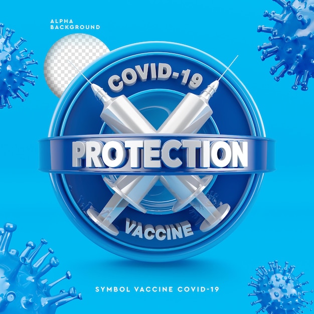 PSD 3d-logo van corona virus vaccine 3d-afbeelding