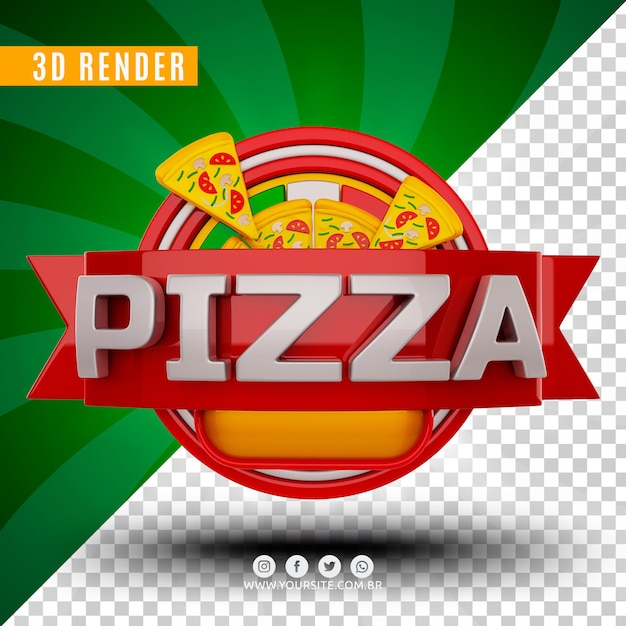 PSD 3d-logo voor pizzeria premium psd