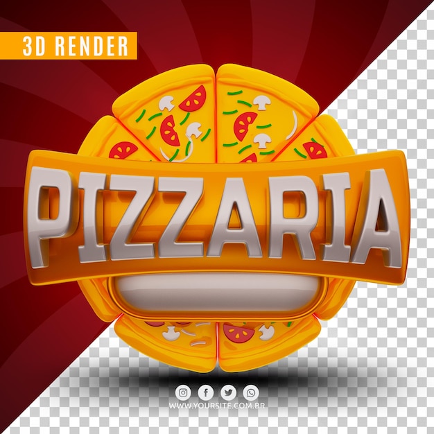 3d-logo voor pizzeria premium psd