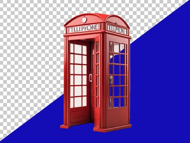 PSD 3d london telephone booth op een doorzichtige achtergrond