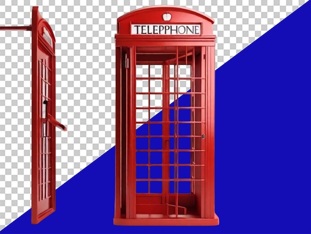 3d london telephone booth on transparent background