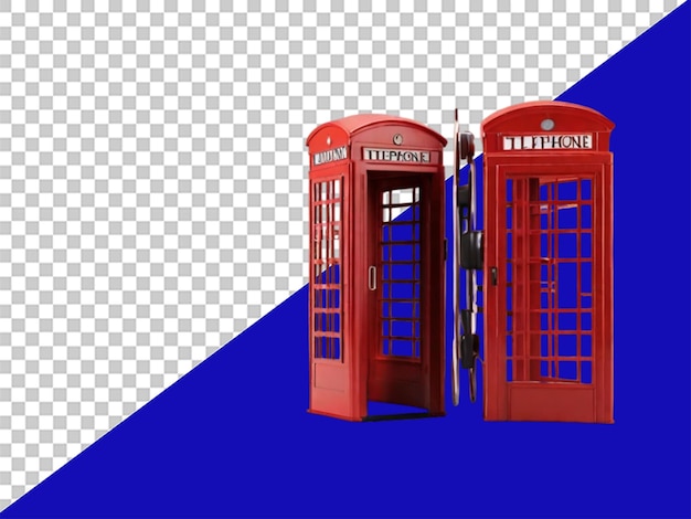 PSD 3d london telephone booth on transparent background