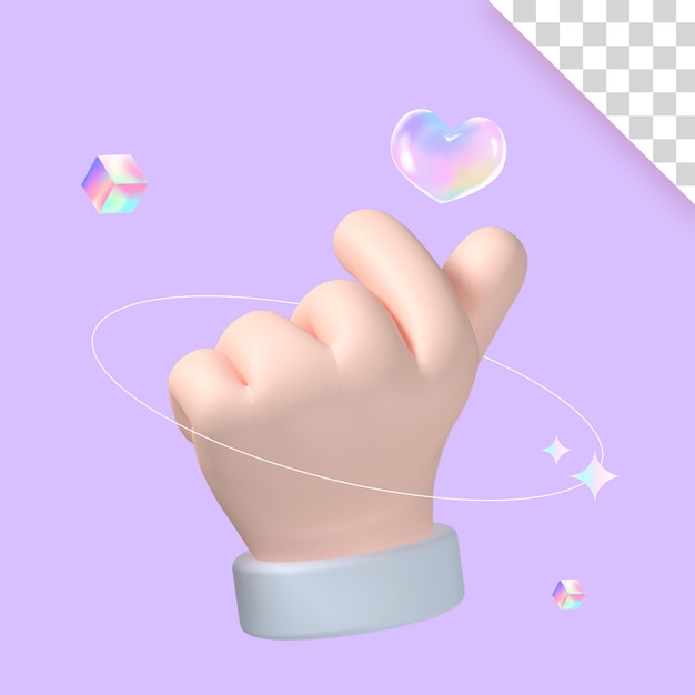 3D love gesture with transparent background