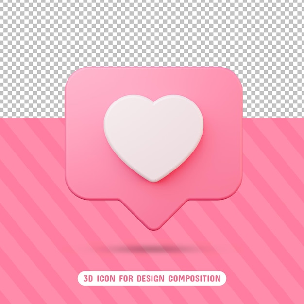 3D Love Icon in 3D Rendering