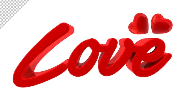 PSD 3d love isolated text fully editable psd with cute heart for romantic love and valentines day