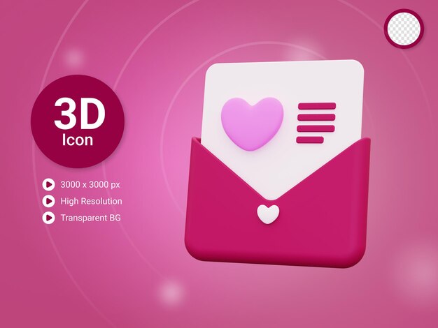 3d love letter icon