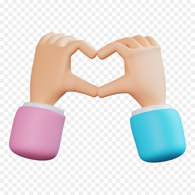 PSD 3d love making hand gesture hands making a heart 3d love hands