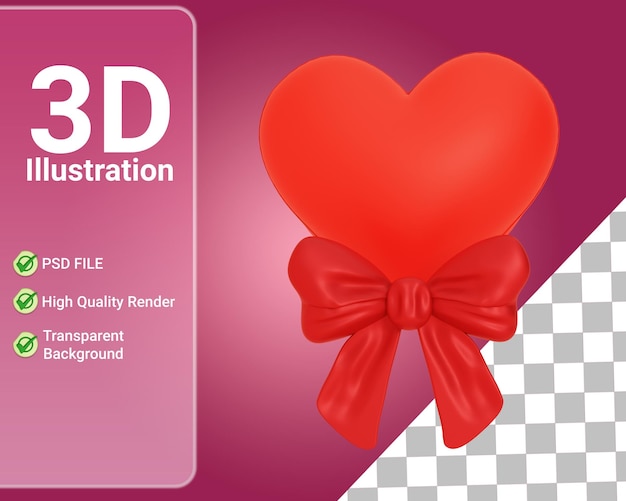 3d love with a bow tie icon isolated, valentine element 3d