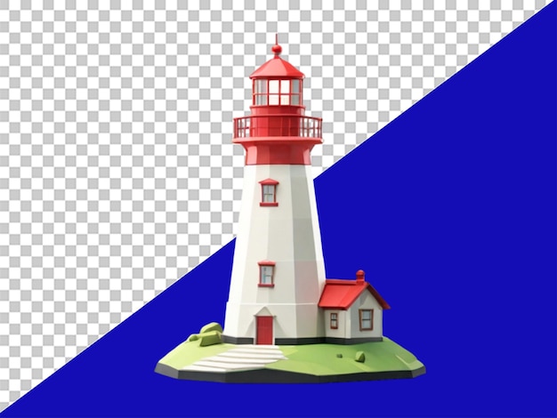 3d lowpoly lighthouse model on transparent background