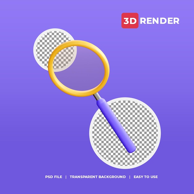 PSD 3d lup icon with transparent background