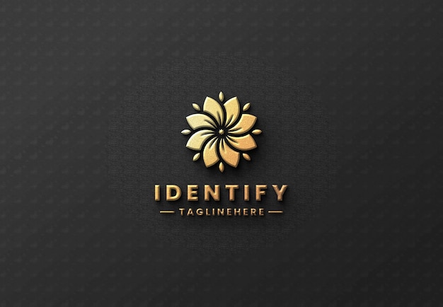 PSD 3d luxury embossed gold foil logo mockup