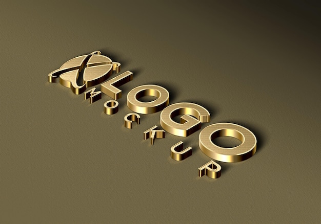 PSD 3d luxury golden logo mockup