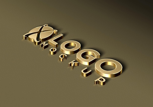 3d luxury golden logo mockup