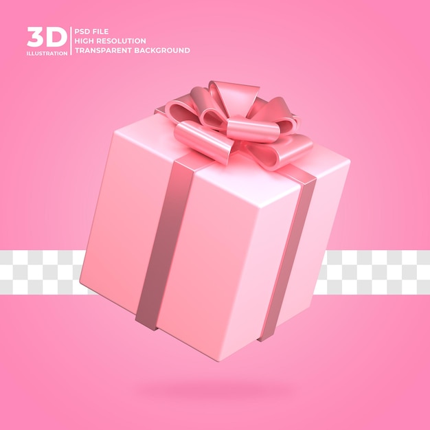 PSD 3d luxury pink gift box illustration premium psd